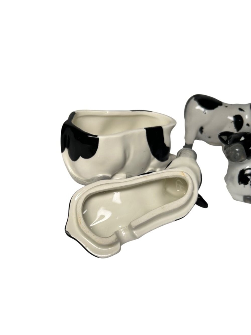 VTG Cow Themed Ceramic Dish & Salt Pepper Shakers Set Farmhouse Kitchen Cottage - Picture 6 of 11